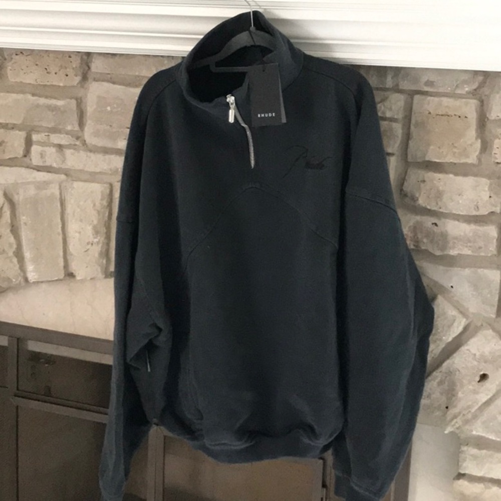 RUDE Men's Black Zip-Up Sweater